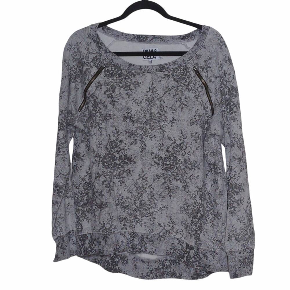 Pam & Gela Floral Lacy Pullover - Size M - EUC